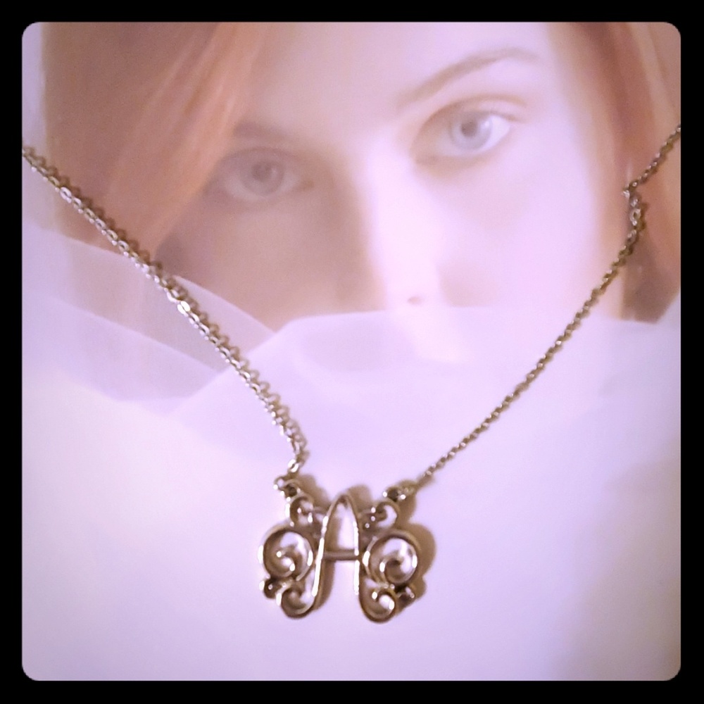 Boutique item, silver tone initial "A" necklace